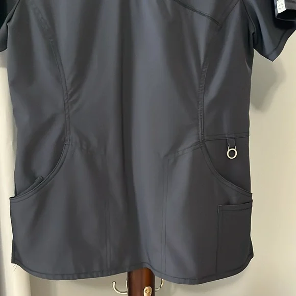 Cherokee Infinity Scrub Mock Wrap Top. Pewter Gray. Size Medium. - Picture 3 of 8